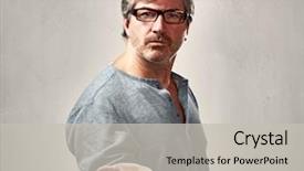  Presentation with gray - Audience pleasing presentation design consisting of avid - greedy mature man portrait backdrop and a light gray colored foreground