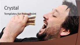  Presentation with eating - Cool new slide deck with avid - man eating money backdrop and a sky blue colored foreground
