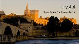  Presentation with france - Presentation theme having avignon provence france background and a coral colored foreground