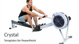  Presentation with rowing - Presentation design with aviron - man exercising on rowing machine background and a white colored foreground