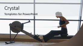  Presentation with women health - Audience pleasing slide set consisting of aviron - side view of fit young backdrop and a sky blue colored foreground