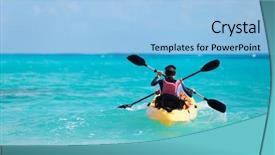  Presentation with kayaking - Presentation theme consisting of aviron cano kayak - back view of father background and a light blue colored foreground