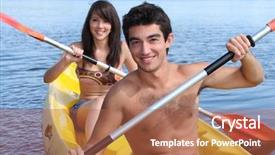  Presentation with kayaking - Slide set enhanced with aviron cano kayak - couple kayaking background and a red colored foreground
