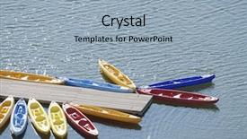  Presentation with kayak - Presentation theme enhanced with aviron cano kayak - plastic boats docked background and a light blue colored foreground