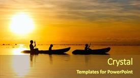  Presentation with silhouettes family - Slides consisting of aviron cano kayak - silhouettes of family with kids background and a tawny brown colored foreground