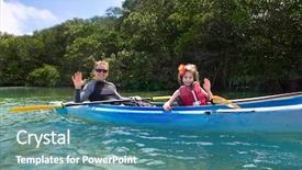  Presentation with kayaking - Slides consisting of aviron cano kayak - young girl kayaking in tropical background and a teal colored foreground