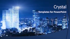  Presentation with skyline - Presentation design consisting of aviv skyline at night - building background and a ocean colored foreground