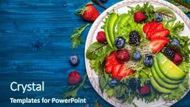  Presentation with salad dressing - Cool new slides with mixed salad leaves with berries avocado and honey-mustard dressing backdrop and a ocean colored foreground