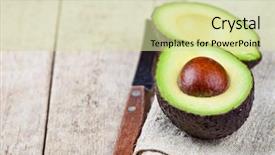  Presentation with table napkin - Audience pleasing PPT theme consisting of avocado and knife on linen backdrop and a soft green colored foreground