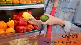 Presentation with fresh avocado - Beautiful theme featuring avocado and lemon in supermarket backdrop and a  colored foreground