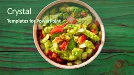  Presentation with mexican restaurant - Audience pleasing theme consisting of avocado and tomatoes mexican backdrop and a ocean colored foreground
