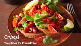  Presentation with mexican chili - Presentation theme consisting of avocado bean sandwich with tomato background and a tawny brown colored foreground