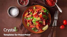  Presentation with mexican chili - Colorful presentation theme enhanced with avocado bean sandwich with tomato backdrop and a tawny brown colored foreground