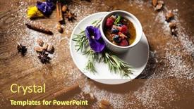  Presentation with fresh avocado - Presentation theme consisting of avocado creme brulee with fresh berries background and a tawny brown colored foreground