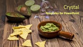  Presentation with nachos - Cool new slide set with avocado-dip-flavored-with-garlic backdrop and a tawny brown colored foreground