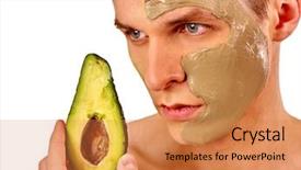  Presentation with face mask - Colorful PPT theme enhanced with avocado half for skin care backdrop and a coral colored foreground