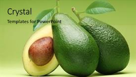 Presentation with avocado - PPT theme consisting of avocado isolated on a green background and a yellow colored foreground