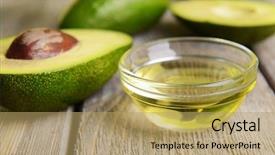  Presentation with avocado - PPT layouts enhanced with appetizing freshly baked loaf of black bread sprinkled on top with flour on coarse cloth from sackcloth isolated on white background background and a sky blue colored foreground