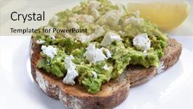  Presentation with feta cheese - Beautiful PPT theme featuring avocado on toast with feta backdrop and a yellow colored foreground