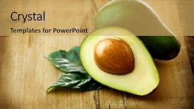  Presentation with vegan - Theme consisting of avocado organic avocados with leaves background and a yellow colored foreground