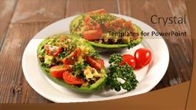  Presentation with lentils - Presentation consisting of avocado-salad-with-tomato-lentils background and a coral colored foreground
