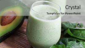  Presentation with smoothie - Cool new slide deck with avocado smoothie on wooden cutting board closeup backdrop and a soft green colored foreground