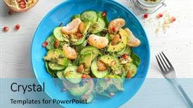  Presentation with almond - Presentation enhanced with delicious almonds - superfood salad with avocado tangerine background and a light blue colored foreground