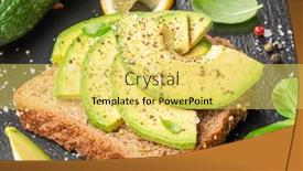  Presentation with avocado - Slide set having avocado-toast-bread-with-avocado background and a yellow colored foreground