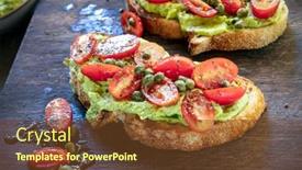  Presentation with avocado - Presentation theme featuring avocado-toast-with-tomatoes-capers background and a tawny brown colored foreground