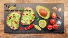  Presentation with avocado - Presentation consisting of avocado-toasts-bread-with-avocado background and a coral colored foreground
