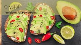  Presentation with avocado - Presentation theme enhanced with avocado-toasts-bread-with-avocado background and a yellow colored foreground