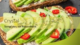  Presentation with avocado - Presentation design having avocado-toasts-bread-with-avocado background and a yellow colored foreground