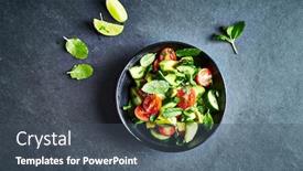  Presentation with fresh avocado - Beautiful slides featuring avocado-tomato-and-cucumber-salad backdrop and a dark gray colored foreground