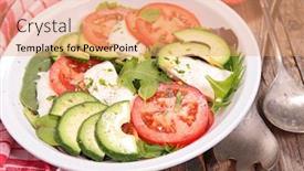  Presentation with avocado - Audience pleasing presentation theme consisting of avocado tomato and mozzarella salad backdrop and a coral colored foreground