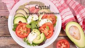  Presentation with avocado - Slides having avocado tomato and mozzarella salad background and a coral colored foreground