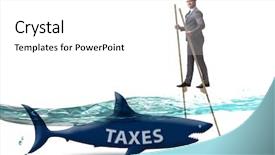  Presentation with taxes - PPT theme enhanced with avoid - businessman avoiding paying high taxes background and a white colored foreground