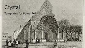  Presentation with old church building - Colorful presentation theme enhanced with avon-church-old-view-france backdrop and a light gray colored foreground
