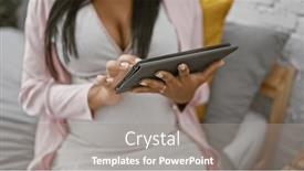  Presentation with pregnant woman - Slides with awaiting-motherhood-comfortable-young-pregnant and a gray colored foreground