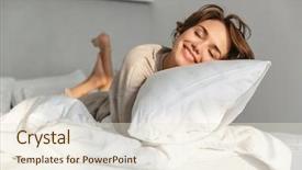  Presentation with relaxing - Beautiful presentation theme featuring awake - smiling young girl relaxing backdrop and a lemonade colored foreground