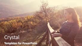  Presentation with self care - Amazing slide set having awaken-woman-enjoying-the-beauty backdrop and a tawny brown colored foreground