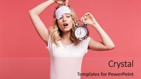  Presentation with alarm - Slides enhanced with awakenes - portrait of blond young woman background and a coral colored foreground