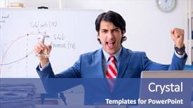  Presentation with busy - Colorful PPT layouts enhanced with award - busy businessman explaining business charts backdrop and a ocean colored foreground