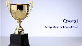  Presentation with award - Theme enhanced with award - close up of golden trophy background and a sky blue colored foreground