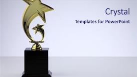  Presentation with trophy award - Slide set consisting of award - close up of golden trophy background and a sky blue colored foreground
