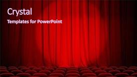  Presentation with theater award - PPT theme enhanced with award - closed theater red curtains background and a crimson colored foreground