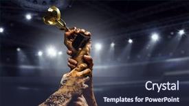  Presentation with victory - PPT theme consisting of award - fighting for victory mixed media background and a tawny brown colored foreground