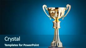  Presentation with gold trophy - Audience pleasing slide set consisting of award - gold cup trophy on blue backdrop and a ocean colored foreground