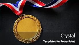  Presentation with winning - Slide deck consisting of award - gold medal on black background and a black colored foreground