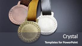  Presentation with gold silver - Presentation theme featuring award - gold silver and bronze medals background and a dark gray colored foreground