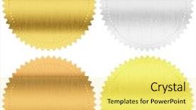  Presentation with clipping - Slide set consisting of award - gold silver and bronze seals background and a yellow colored foreground